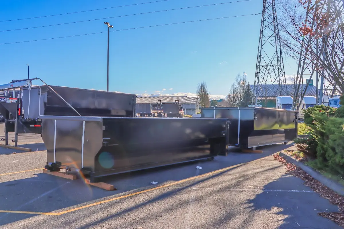 Roll-off dumpster ready for waste disposal at job site for 15 Yard Dumpster Rental in Oakbrook